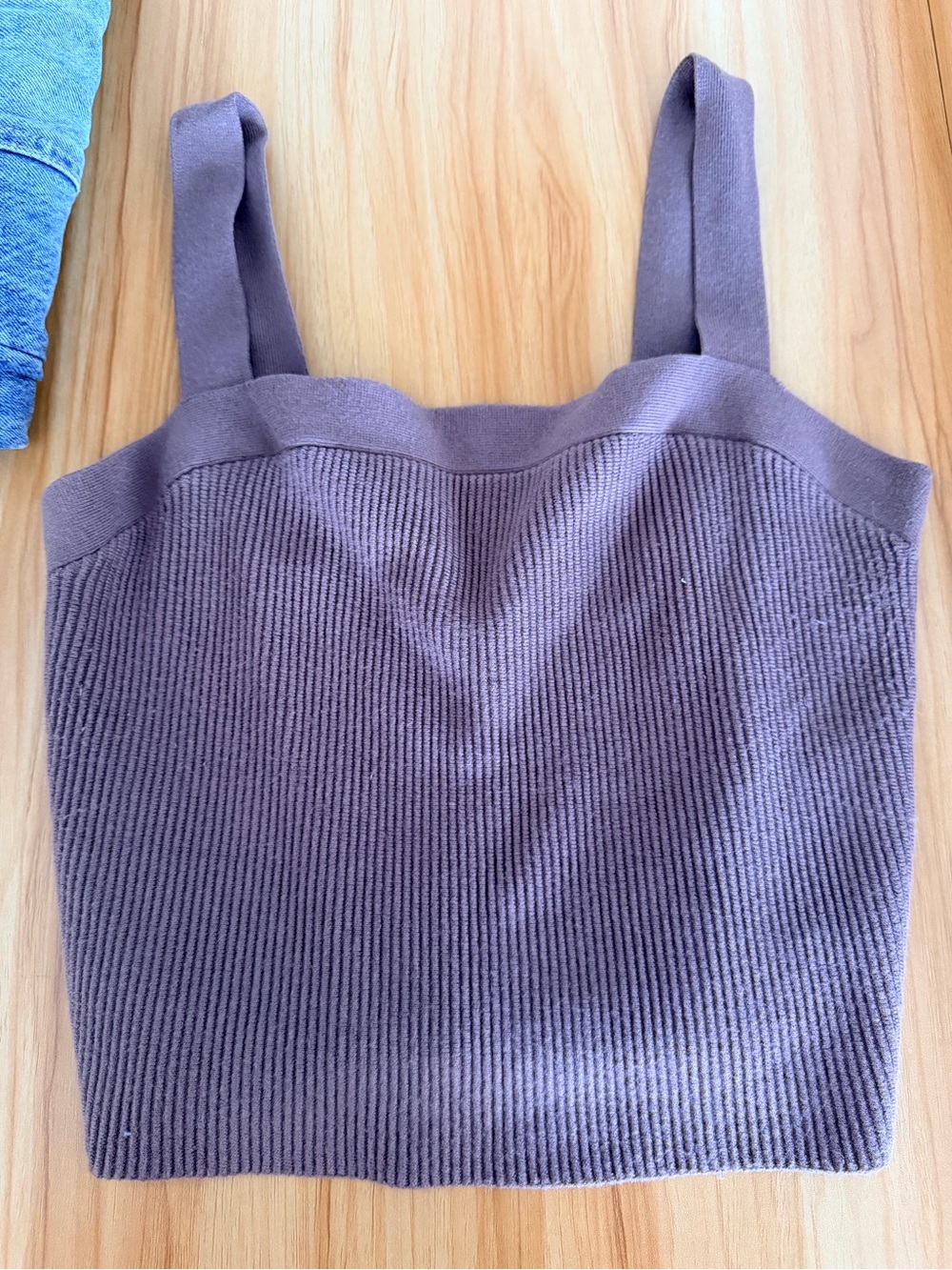 Abercrombie and Fitch Square-Neck Knit Cropped Tank Top